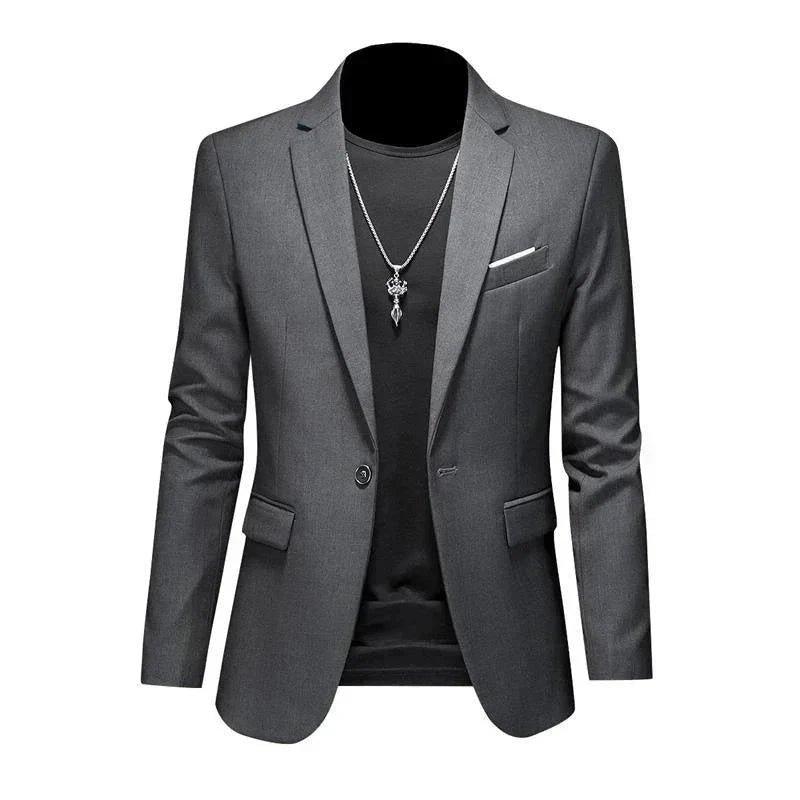 Blazer Masculino Esporte Fino Liso TERNO006 G4 Sr Aflha Cinza escuro P