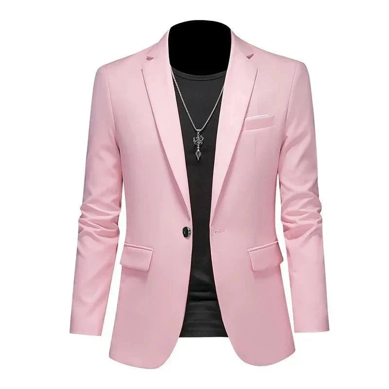 Blazer Masculino Esporte Fino Liso TERNO006 G4 Sr Aflha Rosa claro P