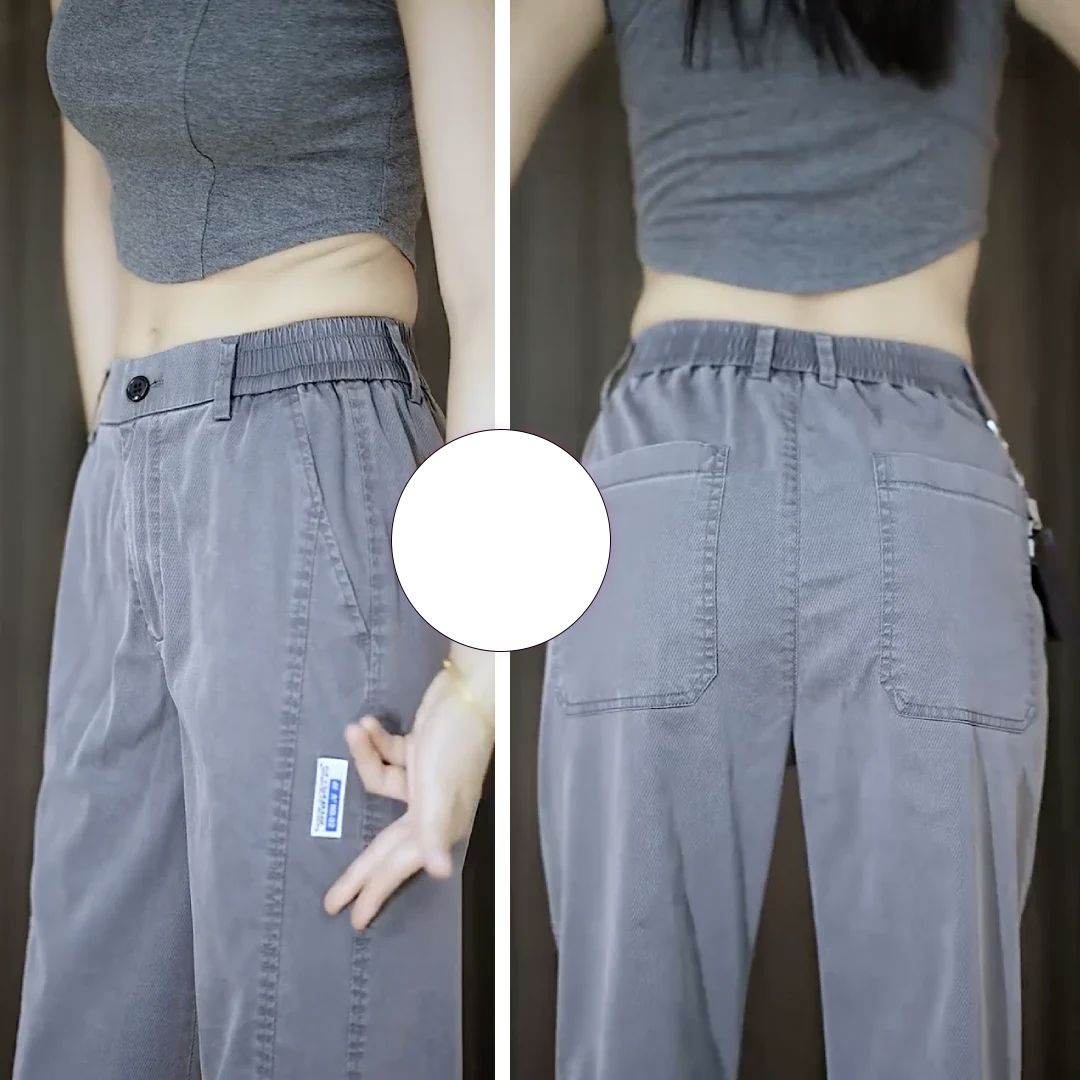 Calça Feminina Aurora em Malha de Seda Gelo e Poliéster (Sua Nova Peça Favorita!) FEMININO - ROUPAS - CALÇA 2 Dm Stores Cinza/Cinza Extra grande