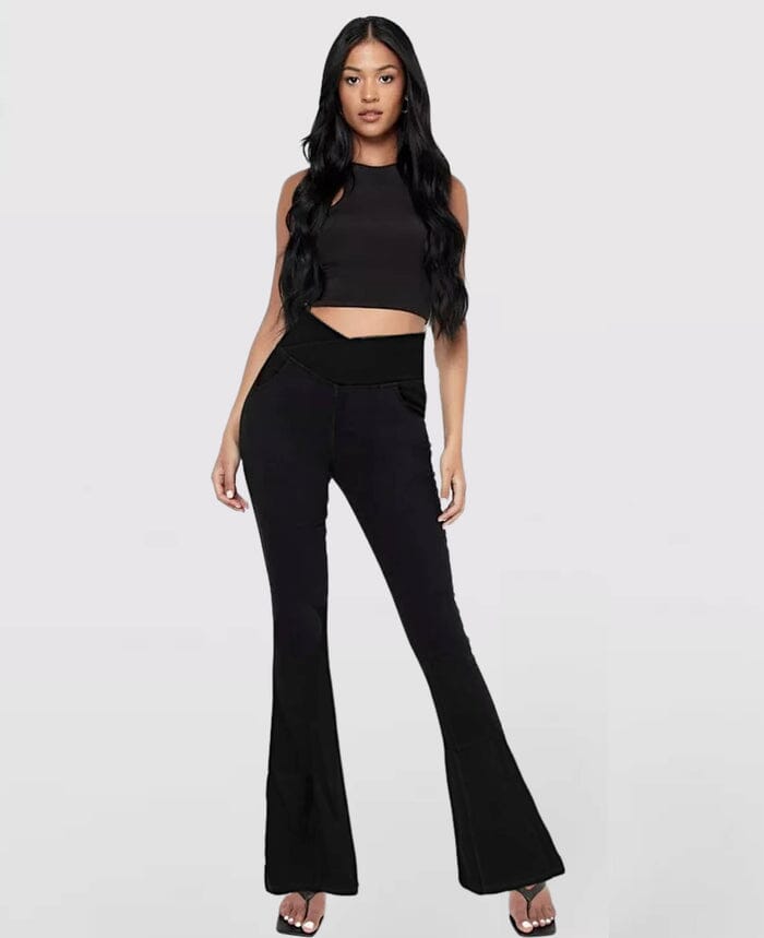 Calça Jeans de Cintura Alta Cruzada FEMININO - ROUPAS - CALÇA 2 Dm Stores