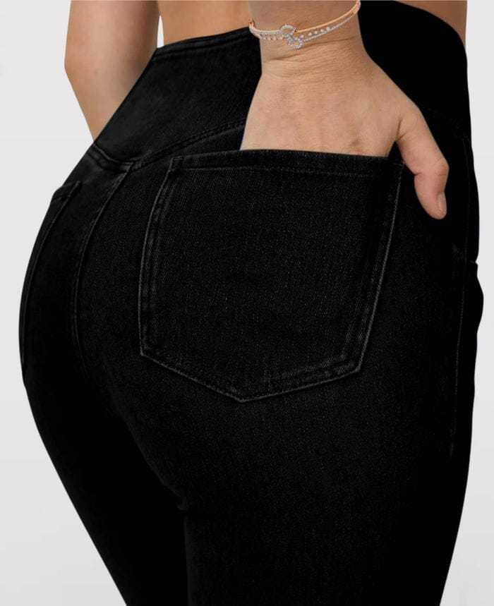 Calça Jeans de Cintura Alta Cruzada FEMININO - ROUPAS - CALÇA 2 Dm Stores