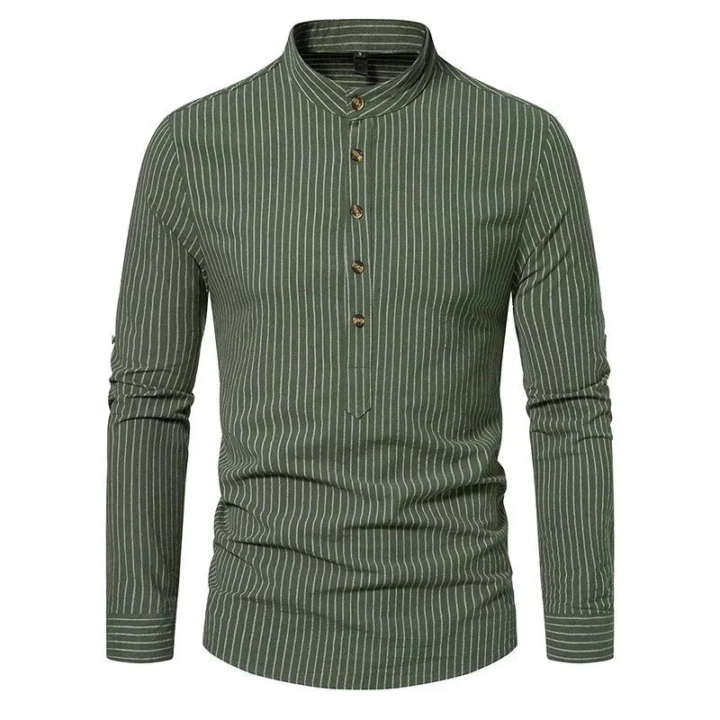 Camisa Masculina Gola Padre 100% Algodão CAMISA06 G2 Sr Alpha Verde Escuro P