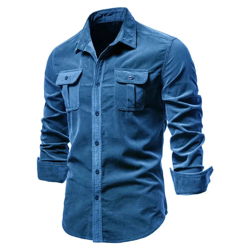 Camisa Masculina Manga Longa Casual CAMISA07 G2 Sr Alpha Azul P - 55-65kg