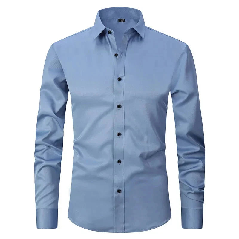 Camisa Social Masculina Elástica Slim Fit G3- Camisa social 02 Sr Aflha Azul 39