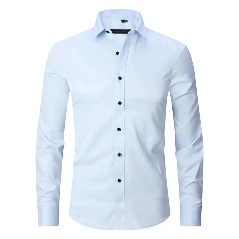 Camisa Social Masculina Elástica Slim Fit G3- Camisa social 02 Sr Aflha Azul Claro 39