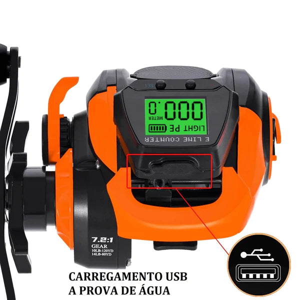 Carretilha De Pesca Com Contador Digital Esportes (Carretilha de Pesca 9) Dm Stores