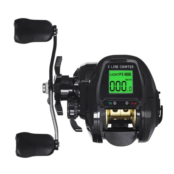 Carretilha De Pesca Com Contador Digital Esportes (Carretilha de Pesca 9) Dm Stores Esquerdo Preto