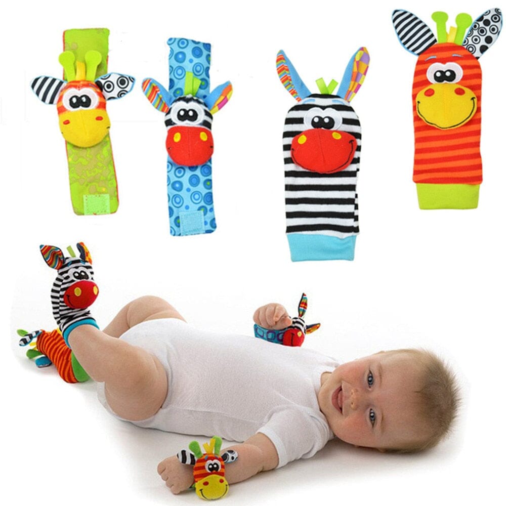 Chocalhinhos Sensorial Baby – Pulseiras + Meias UNISSEX - INFANTIL - MEIA CHOCALHO Dm Stores 2 Meias + 2 Pulseiras