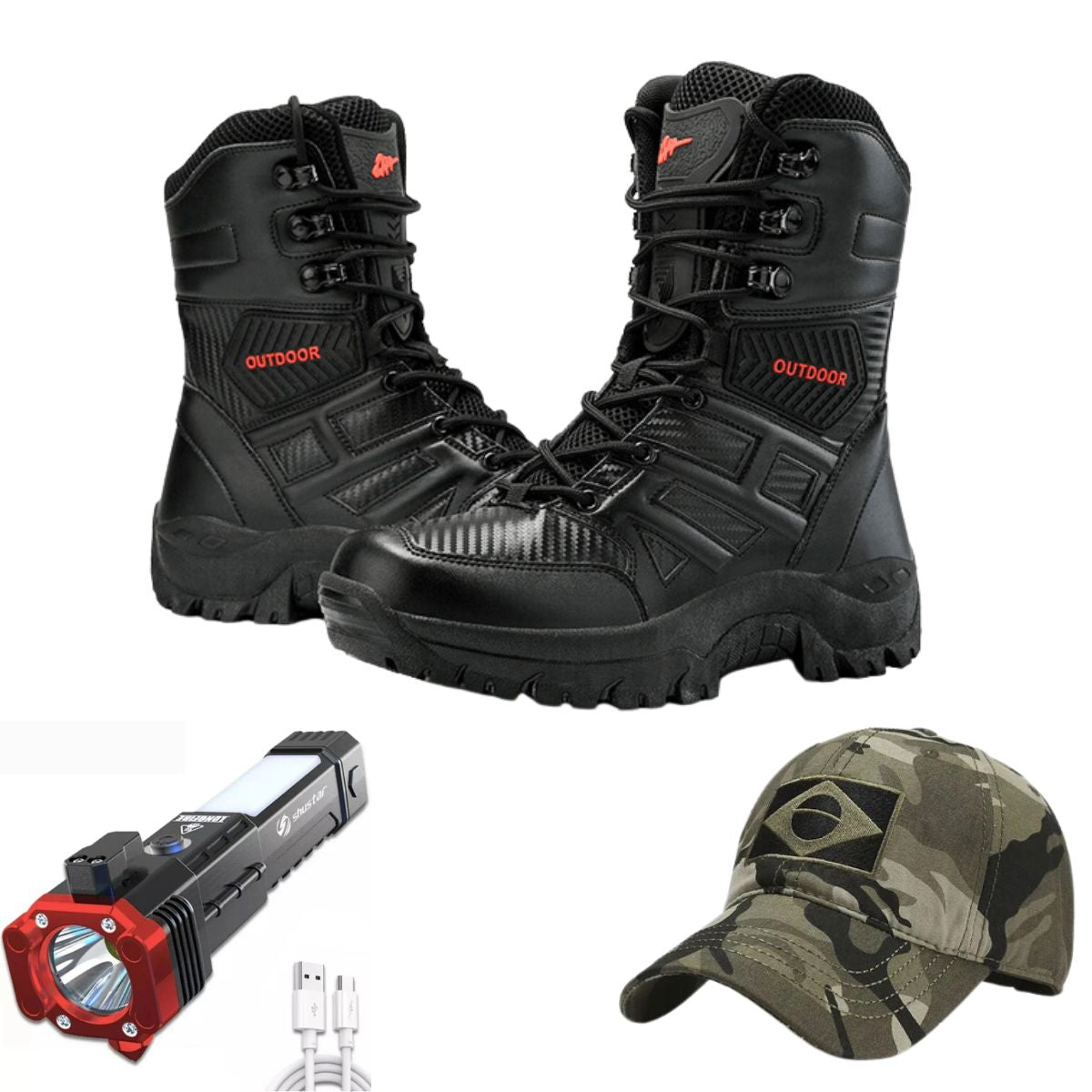 Coturno Tático Ultra Resistente + 2 Brindes Exclusivos Kit Coturno + Brindes A minha loja Preto Tático + Brindes 37