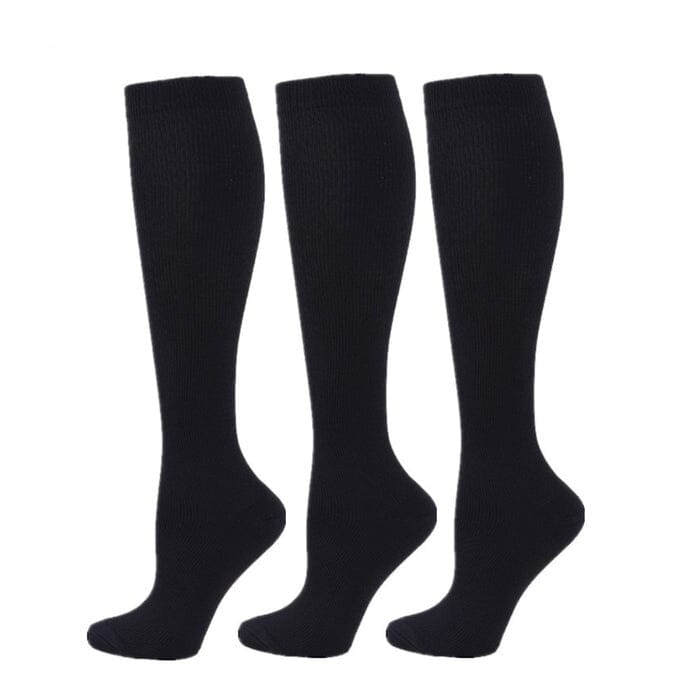 Kit 3 Pares de Meia Compressão 20-30 mmHg - Pretas FEMININO - SAUDE - MEIA DE COMPRESSAO PRETA Dashui