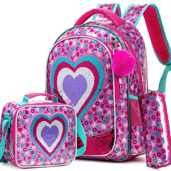 Kit Escolar Princesa Brilhante - Volta às Aulas com Estilo Infantil (Kit Escolar 5) Dm Stores Coração Roxo 