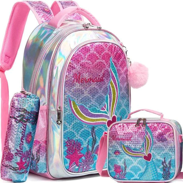 Kit Escolar Princesa Brilhante - Volta às Aulas com Estilo Infantil (Kit Escolar 5) Dm Stores Sereia Rosa 