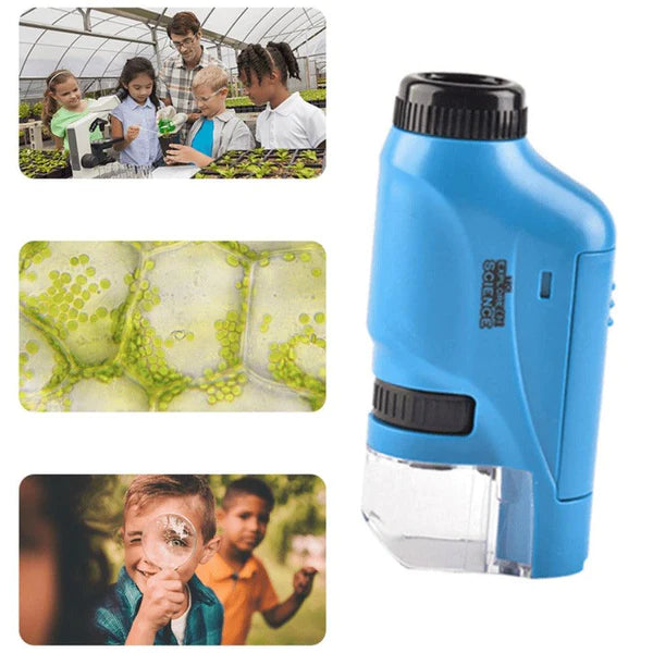 Mini Microscópio Portátil MUNDO CIÊNCIA - Brincadeira Educativa Para Crianças Infantil (Mini Microscópio 1) Dm Stores Azul 