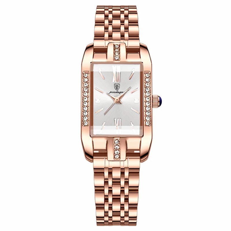 Relógio Quartz Feminino Retangular Luxo Joias & Acessórios (Relógio 11) Dm Stores Branco 
