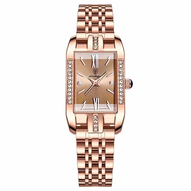 Relógio Quartz Feminino Retangular Luxo Joias & Acessórios (Relógio 11) Dm Stores Dourado 