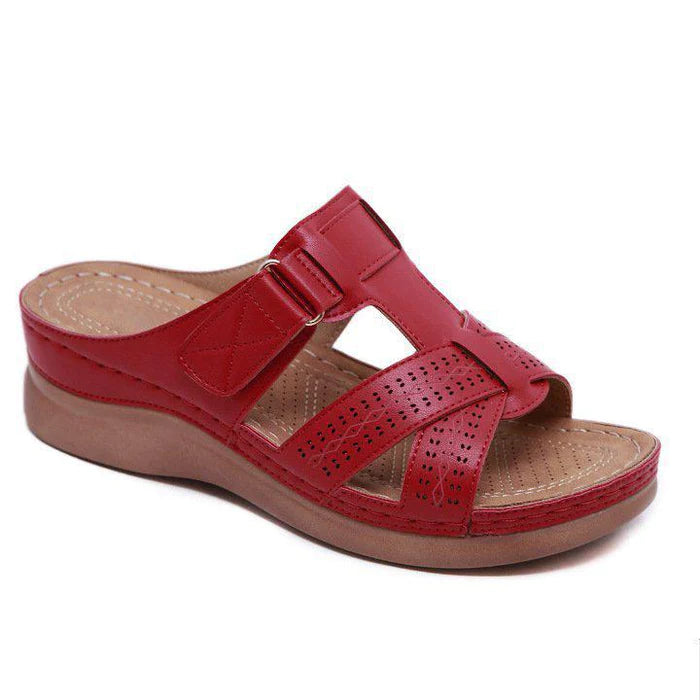 Sandália Feminina Ortopédica de Couro | OrthoStyle Calçados (Sandália Feminina 28) Dm Stores 35 Vermelho 