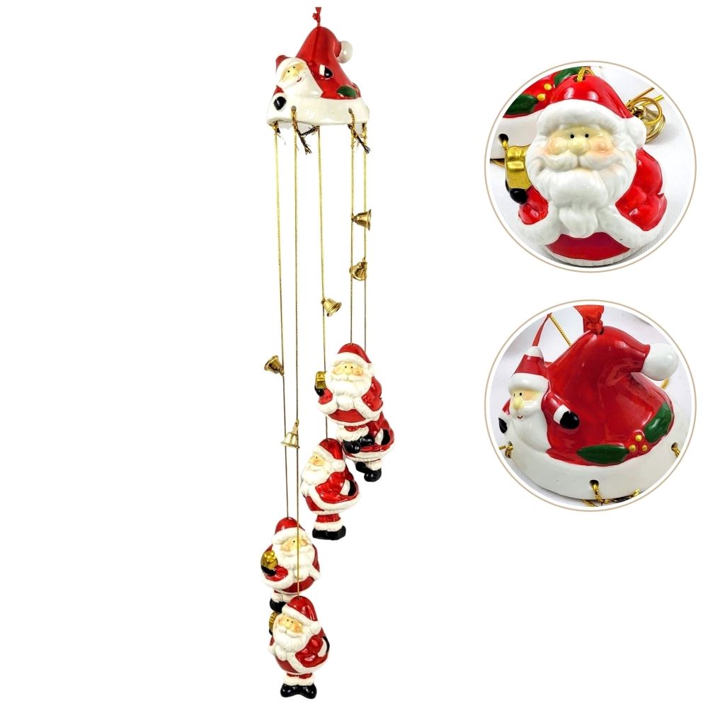 Sino Dos Ventos Natalino - 5 Papai Noel Enfeite De Natal UNISSEX - DECORAÇAO - SINO DE NATAL 1 Dm Stores