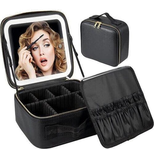 Bolsa para Maquiagem Make Pro com Espelho e Luz de Led Saúde & Beleza (Maquiagem 6) Dm Stores 