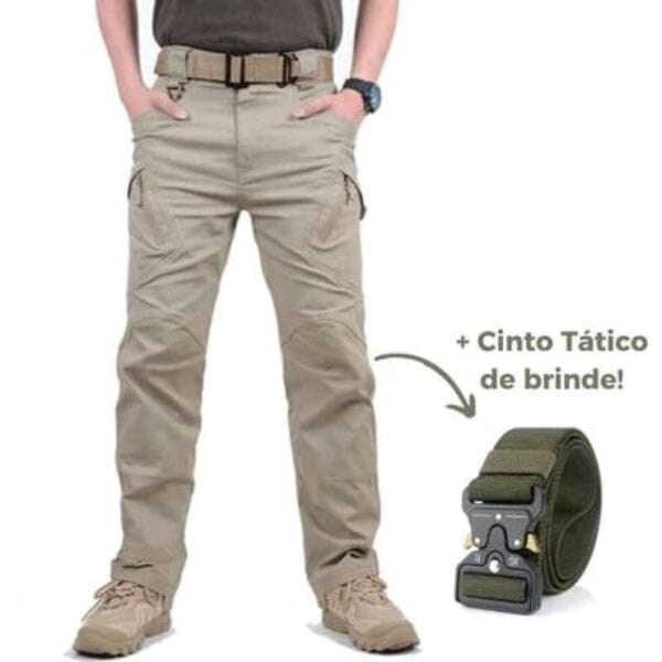 Calça Military Tactical Ultra Resistente e Impermeável + Cinto de BRINDE Roupas (Calças Militar 1) Dm Stores P Bege 