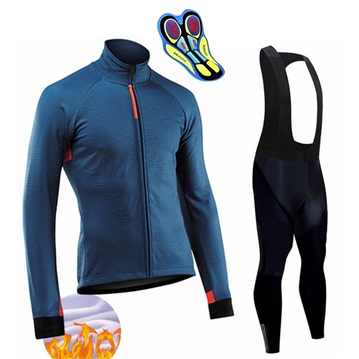Conjunto Térmico CycleResistence Ciclismo Esportes (Roupas de Ciclismo 1) Dm Stores Azul | Bretelle P | 55Kg