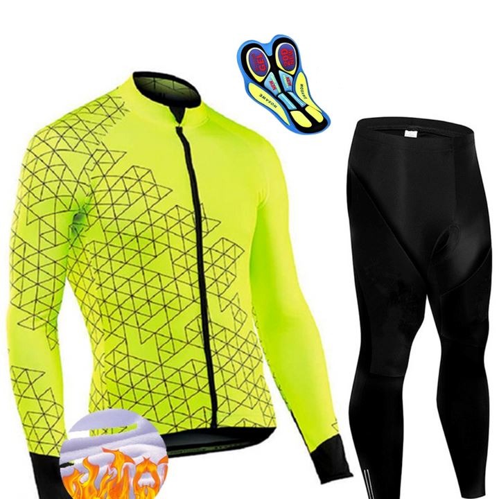 Conjunto Térmico CycleResistence Ciclismo Esportes (Roupas de Ciclismo 1) Dm Stores Verde | Calça P | 55Kg