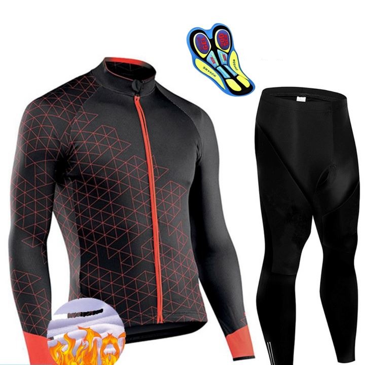 Conjunto Térmico CycleResistence Ciclismo Esportes (Roupas de Ciclismo 1) Dm Stores Vermelho | Calça P | 55Kg