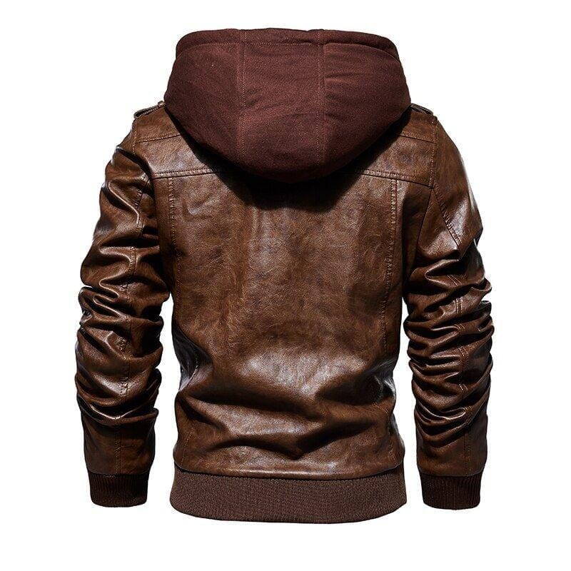 Jaqueta de Couro Masculina Premium com Capuz Removível Roupas (Jaqueta Masculina 14) Dm Stores