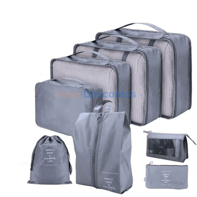 Kit de Bolsas Organizadoras à Prova D'Água - Compre 5 Leve 8 Joias & Acessórios (Bolsa 2) Dm Stores Compre 5 Leve 8 Cinza