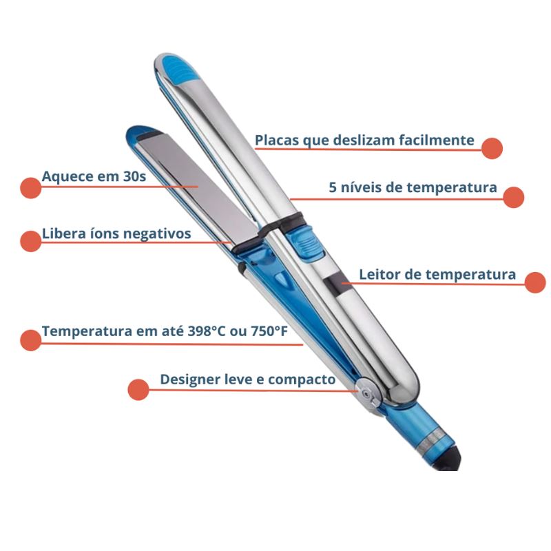 Prancha Nano Titanium Pro 750F Liso Extremo Saúde e Beleza (Chapinha 1) Dm Stores