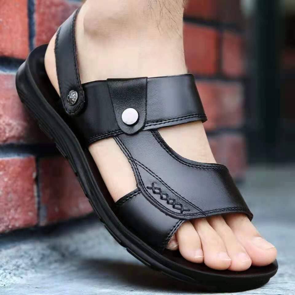 Sandália Ortopédica De Couro Legítimo Calçados (Sandália Masculina 2) Dm Stores Preto 38