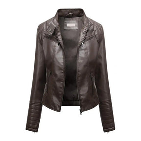 Jaqueta Feminina Slim com Gola Alta Estilo Biker - (Promoção de Inverno 2026)