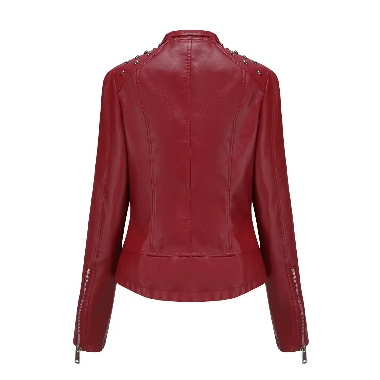 Jaqueta Feminina Slim Estilo Biker com Gola Dobrável e Detalhes Retrô - (Promoção de Inverno 2026)
