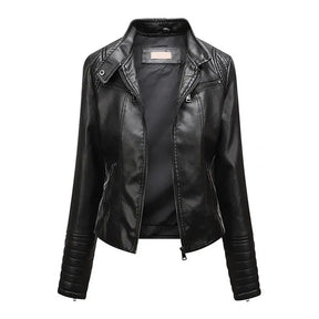 Jaqueta Feminina Slim com Gola Alta Estilo Biker - (Promoção de Inverno 2026)