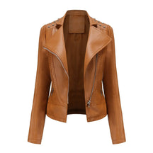 Jaqueta Feminina Slim Estilo Biker com Gola Dobrável e Detalhes Retrô - (Promoção de Inverno 2026)