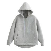 Casaco Feminino com Capuz e Bolsos Oversized