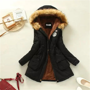 Casaco Feminino com Capuz Forrado a Polar Parka Acolchoada