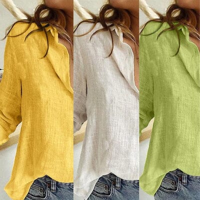 Blusa Soltinha Alana com Manga COMPRE 2 LEVE 3 Roupas (Blusa Feminino 2) Dm Stores Amarelo + Branco + Verde P 