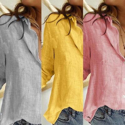 Blusa Soltinha Alana com Manga COMPRE 2 LEVE 3 Roupas (Blusa Feminino 2) Dm Stores Amarelo + Rosa + Cinza P 