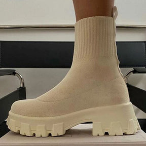 Bota Feminina Coturno FEMININO - CALÇADOS - BOTA COTURNO Dashui Bege 35 