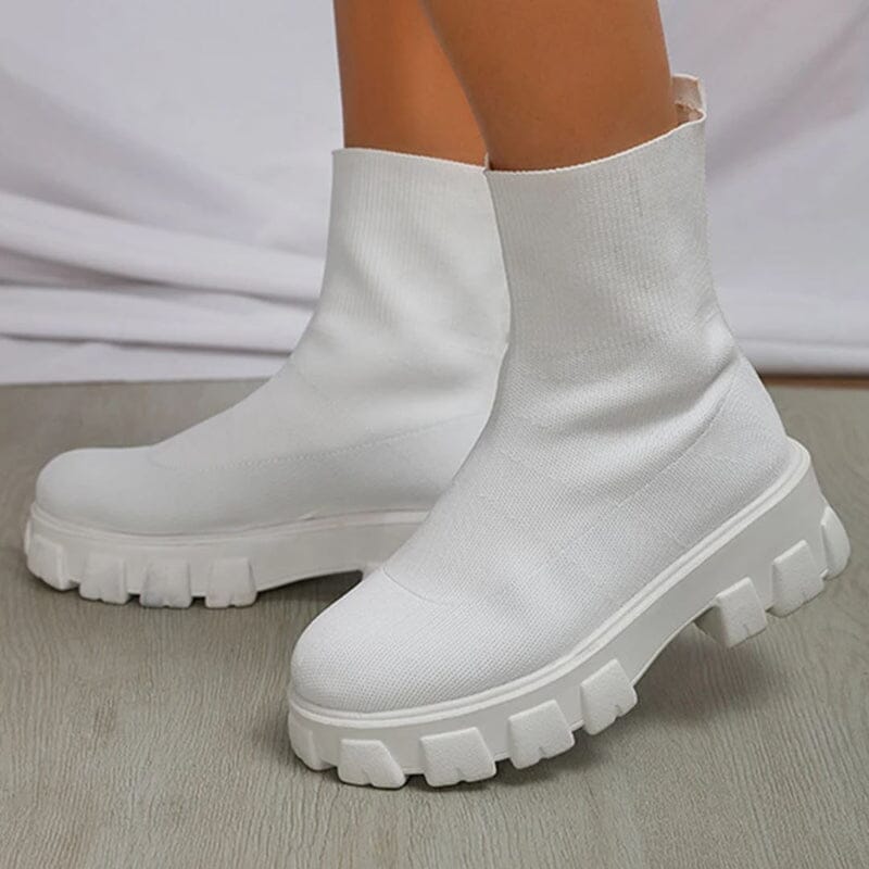 Bota Feminina Coturno FEMININO - CALÇADOS - BOTA COTURNO Dashui Branco 35 