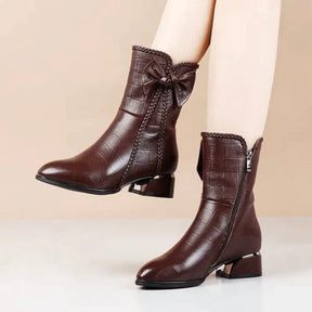 Bota Feminina de Couro Aveludada para Inverno - Winter Soft FEMININO - CALÇADOS - BOTA AVELUDADA 2 Dashui Marrom 34 