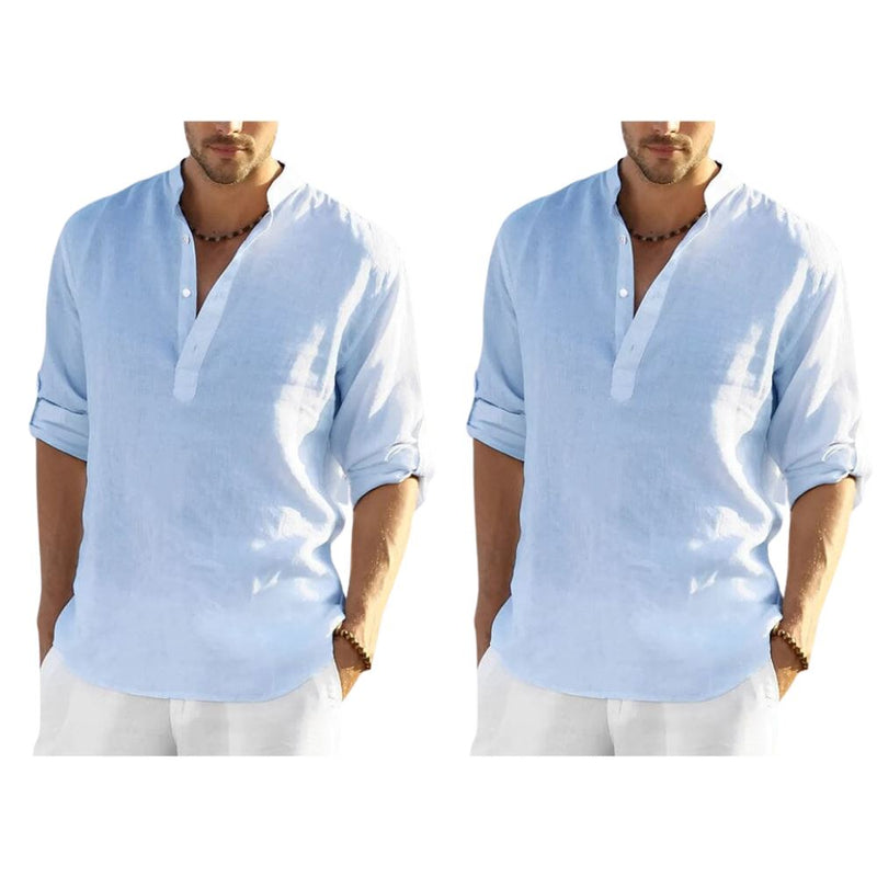 Camisa Masculina Bata Panamá [COMPRE 1 LEVE 2] Roupas (Camisa Masculina 2) Dm Stores P Azul/Azul 