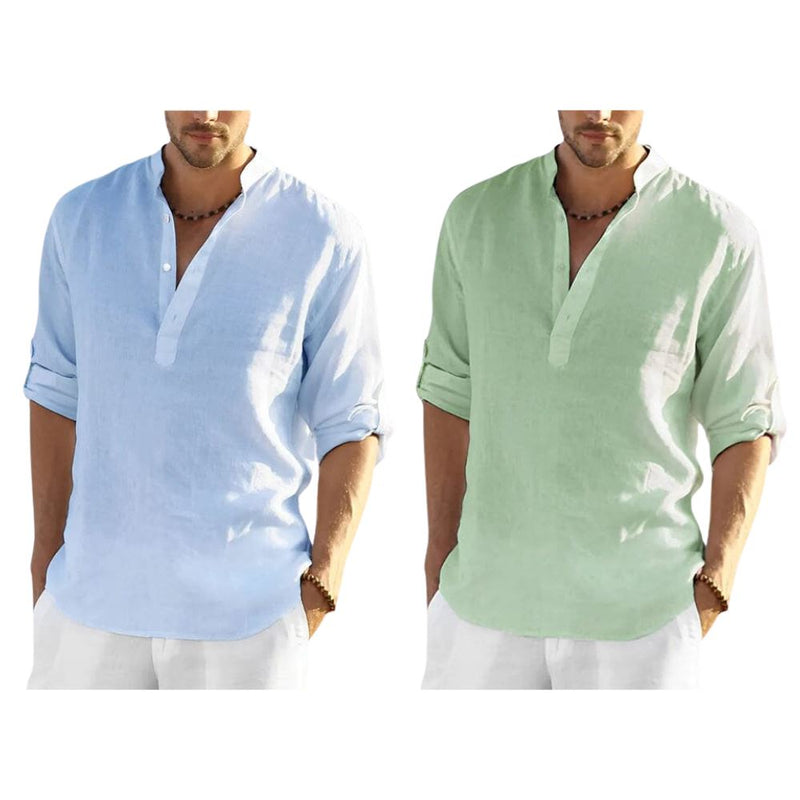 Camisa Masculina Bata Panamá [COMPRE 1 LEVE 2] Roupas (Camisa Masculina 2) Dm Stores P Azul/Verde 