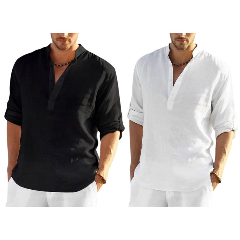 Camisa Masculina Bata Panamá [COMPRE 1 LEVE 2] Roupas (Camisa Masculina 2) Dm Stores P Preto/Branca 