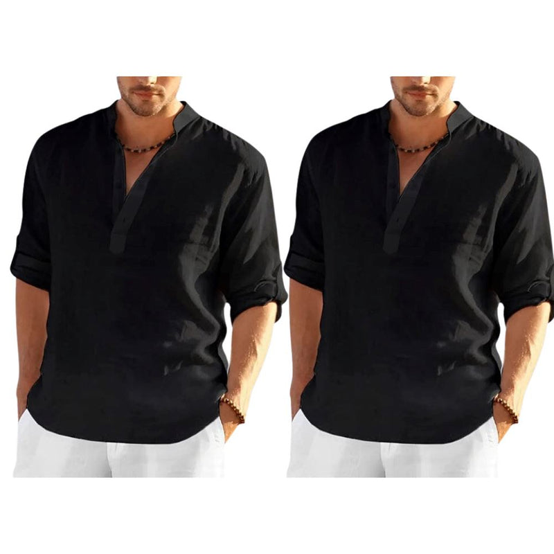 Camisa Masculina Bata Panamá [COMPRE 1 LEVE 2] Roupas (Camisa Masculina 2) Dm Stores P Preto/Preto 