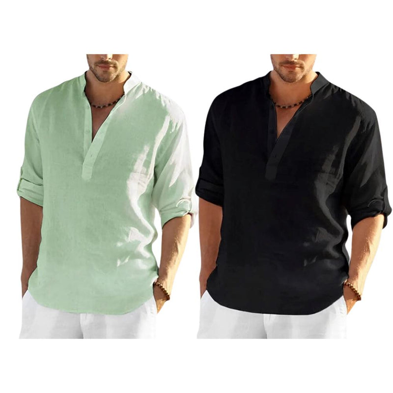 Camisa Masculina Bata Panamá [COMPRE 1 LEVE 2] Roupas (Camisa Masculina 2) Dm Stores P Preto/Verde 