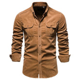 Camisa Masculina Manga Longa Casual CAMISA07 G2 Sr Alpha Marrom P - 55-65kg 