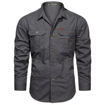 Camisa Masculina Manga Longa Militar Camisa Manga Longa Masculina Militar Sr Alpha Cinza P 