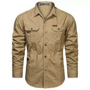 Camisa Masculina Manga Longa Militar Camisa Manga Longa Masculina Militar Sr Alpha Marrom P 