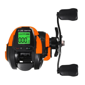Carretilha De Pesca Com Contador Digital Esportes (Carretilha de Pesca 9) Dm Stores Direito Laranja 